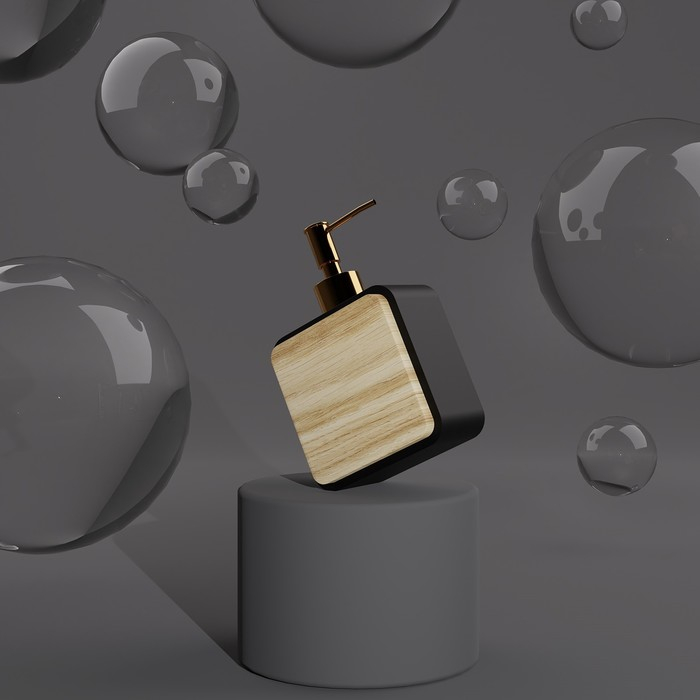 Набор аксессуаров для ванной комнаты &laquo;Агат&raquo;, 4 предмета (дозатор, мыльница, 2 стакана), цвет чёрный