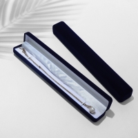 Футляр бархатный под браслет/цепочку/часы &laquo;Пенал&raquo;, 23,5&times;3, цвет синий, вставка белая