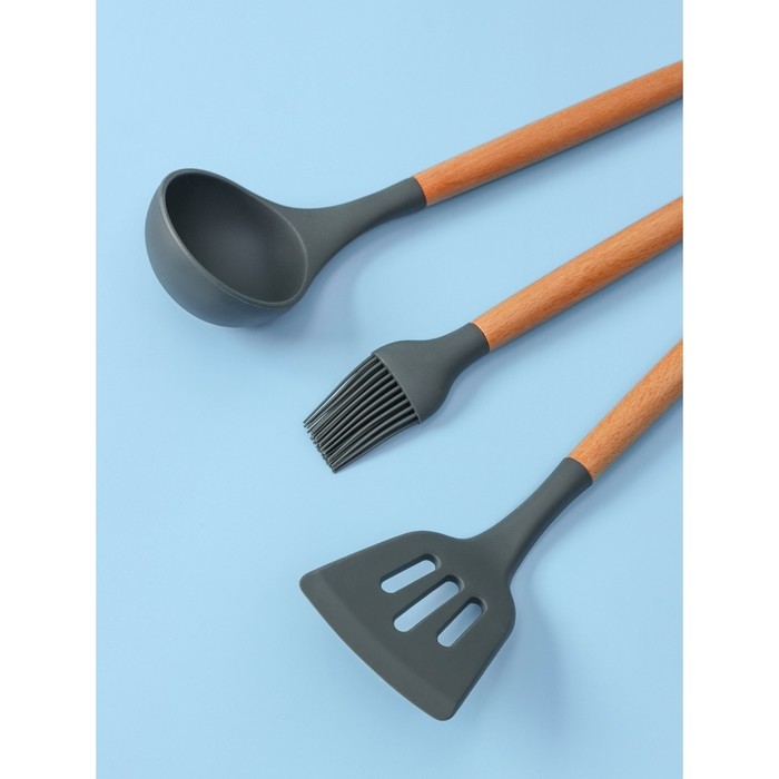 Набор кухонных принадлежностей Доляна &laquo;Фаварис&raquo;, 7 предметов, 34&times;12,5&times;12,5 см, цвет серый