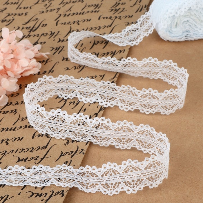 Кружево капроновое, 25 мм &times; 10 &plusmn; 1 м, цвет белый