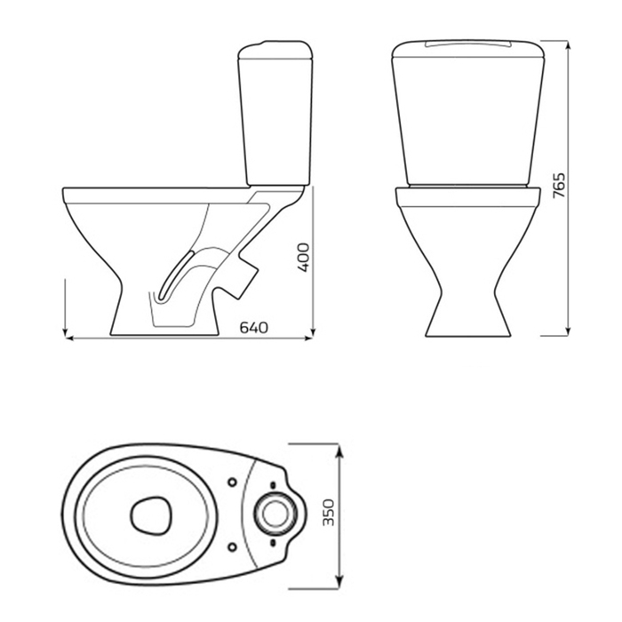 Унитаз компакт ЛЗСФ "Универсал Эконом", боковая подводка, косой выпуск, сиденье, шток