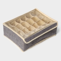 Органайзер для хранения белья с прозрачной крышкой Доляна &laquo;Тео&raquo;, 24 ячеек, 32&times;23&times;12 см, цвет серый