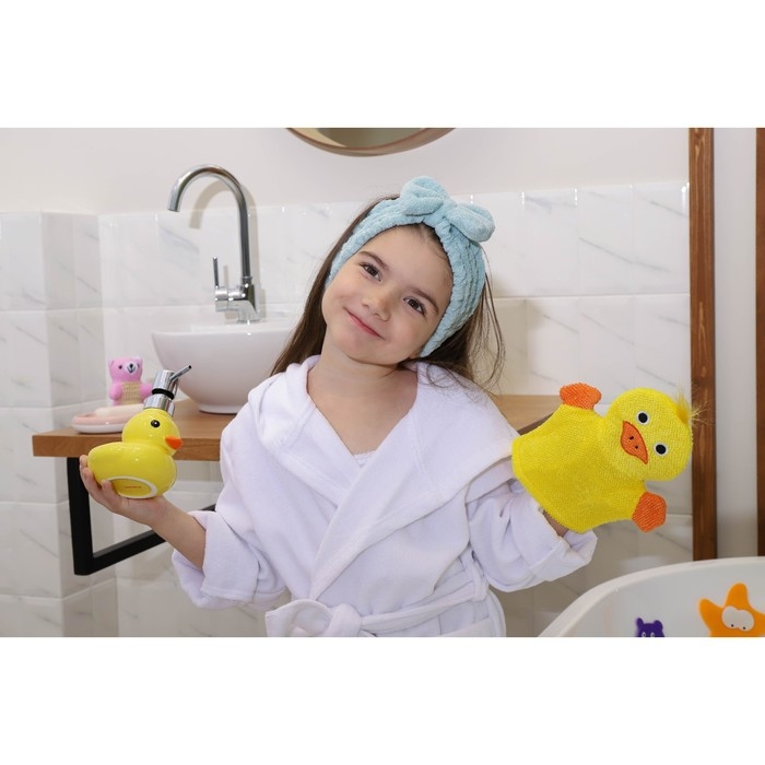 Мочалка - варежка детская для купания Доляна &laquo;Уточка&raquo;, 21 см