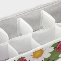 Органайзер для хранения белья Доляна &laquo;Божьи коровки&raquo;, 8 ячеек, 28&times;14&times;10 см, цвет зелёный