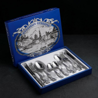 Набор столовых приборов &laquo;Тройка&raquo;, 24 предмета, декоративная коробка, цвет серебряный