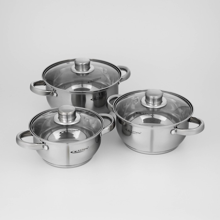 Набор кастрюль &laquo;Гретта&raquo;, 3 предмета: 1,6 л, 2,2 л, 3,2 л, капсульное дно, индукция