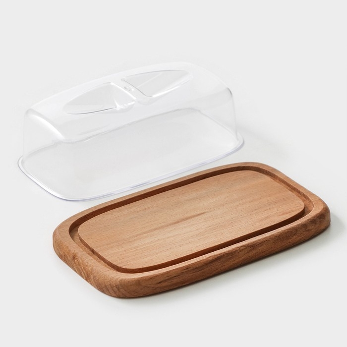 Маслёнка - сырница с крышкой Adelica, 17&times;11&times;6,5 см, бук