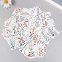 Наклейки для творчества "Цветочный алфавит" тиснение серебро набор 33 шт 9х7х0,8 см