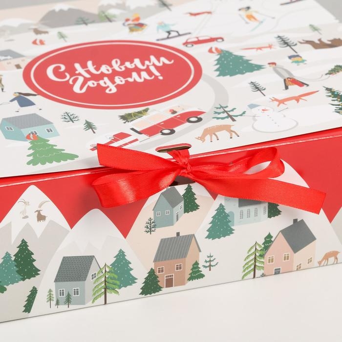 Коробка подарочная новогодняя складная &laquo;Новогодние истории&raquo;, 31 х 24.5 х 8 см, Новый год