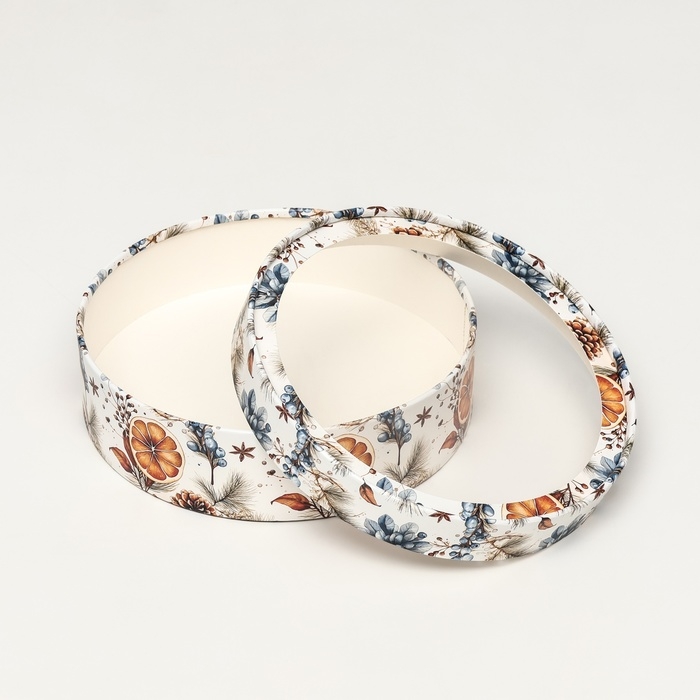 Коробка подарочная новогодняя для макарун тубус с окном "Мандаринки", 20 х 6 см. Новый год