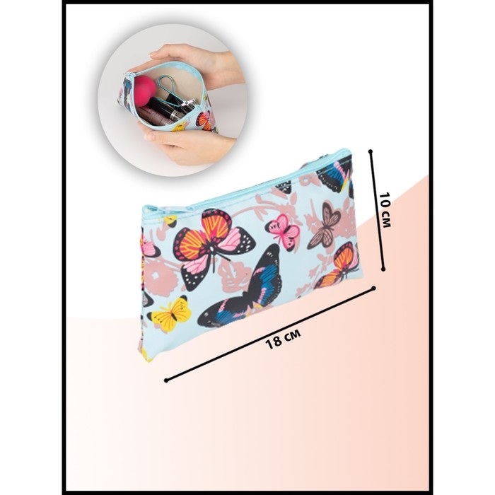 Косметичка на молнии, цвет голубой/разноцветный
