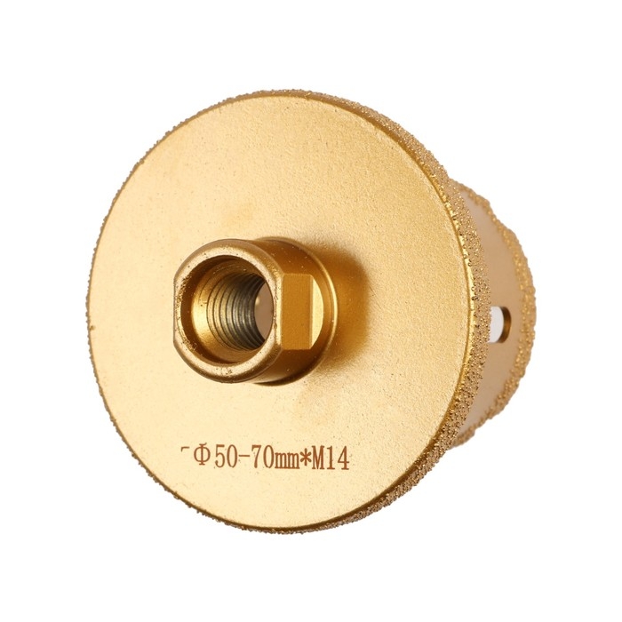 Коронка алмазная ТУНДРА, для УШМ, для отверстий под слив, по плитке, мрамору, 50/70 мм, М14   993530