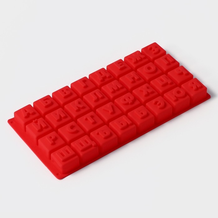 Форма для шоколада Доляна &laquo;Алфавит&raquo;, силикон, 35&times;18 см, 32 ячейки (3,7&times;3,7&times;3 см), цвет МИКС