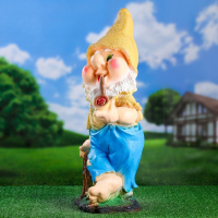 Садовая фигура "Гном с трубкой" 29х25х70 см
