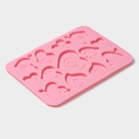 Форма для шоколада Доляна &laquo;Амуры&raquo;, силикон, 13 ячеек, 23&times;16,5&times;0,5 см, цвет розовый