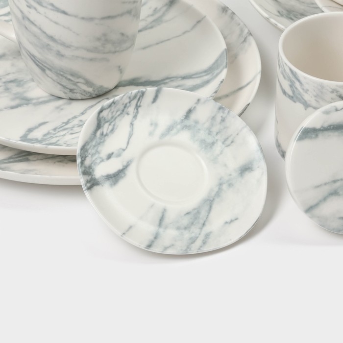Набор чайный фарфоровый Magistro Real Marble, 4 предмета: 2 чашки 150 мл, 2 блюдца d=12,5 см