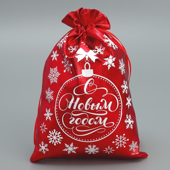 Мешочек подарочный парча &laquo;С Новым Счастьем&raquo;, 16 х 24 см +/- 1.5 см, Новый год
