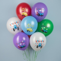 Шар латексный 12" &laquo;Синий Трактор&raquo;, 1 ст., набор 10 шт., МИКС