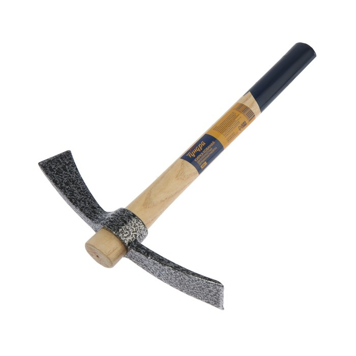 Кирка ТУНДРА, кованая, деревянная рукоятка 380 мм, двухплоскостная, 500 г