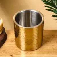 Ведро для льда с крышкой "Золото" нержавеющая сталь 14,5х14,5х18 см