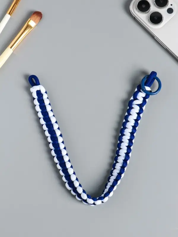 Брелок на карабине "Паракорд" шнур 0,5 см сине-белый 14,5х1,8х0,8 см