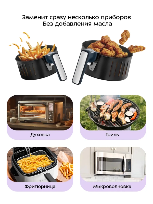 Аэрогриль электрический с поддоном КТ-8118 - 3.2 л 1500 Вт