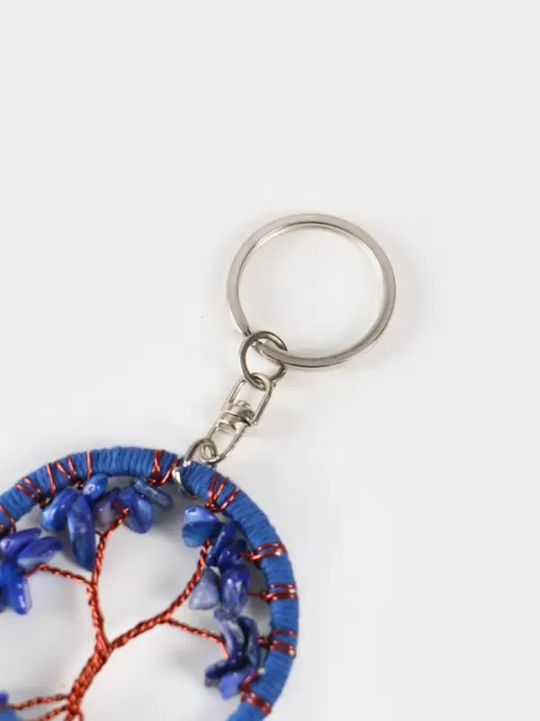 Брелок ловец снов "Древо" 19 см, цв. синий