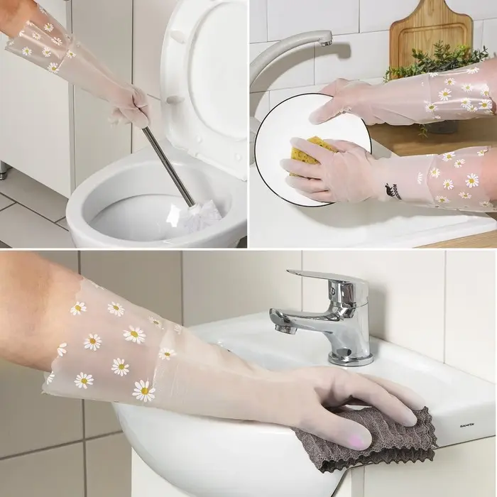 Перчатки хозяйственные Raccoon с манжетой, ПВХ, 95 гр, размер M, 40 см, цвет белый