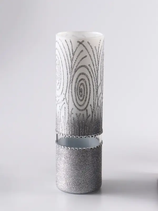 Ваза &laquo;Соблазн&raquo;, прямая, h=26 см, стекло, бело-серебристая