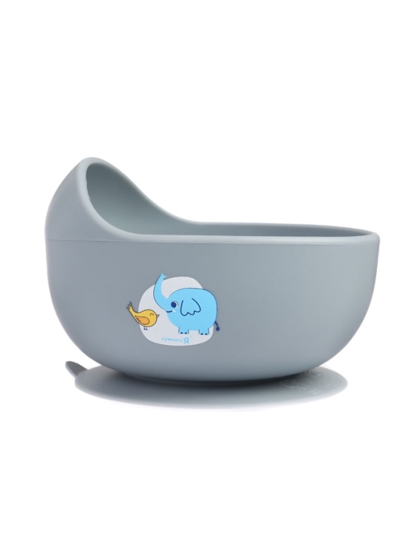 Крошка я, силиконовая миска, серия со слонеком, серый SL-07261