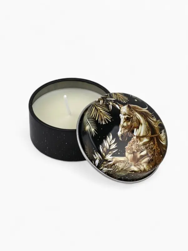 Свеча ароматическая новогодняя в банке &laquo;Конь&raquo;, ч/з, аромат мандарин, 4.8 см