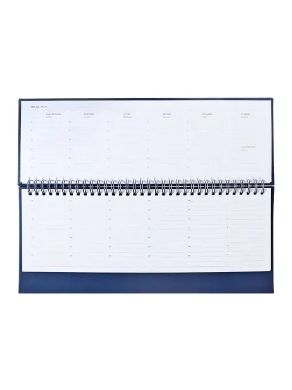 Планинг недатированный 100 х 300 мм, 56 листов, на гребне, обложка из искусственной кожи, синий