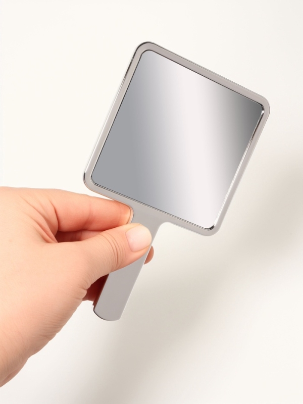 Зеркало с руч квад-т (1) б/увел ГАЛЬВАНИКА 16*9см пласт сереб подвес QF