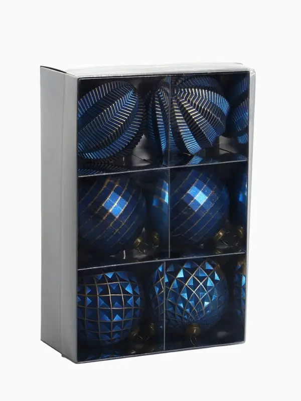 Набор шаров пластик d-8 см, 6 шт "Вестон" галант, синий