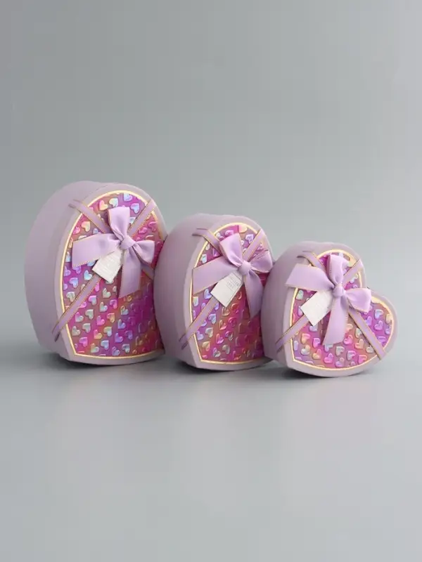 Набор коробок 3 в 1 сердца 22 х 20 х 9;  18.5 х 17 х 7.5; 16 х 14 х 6 см