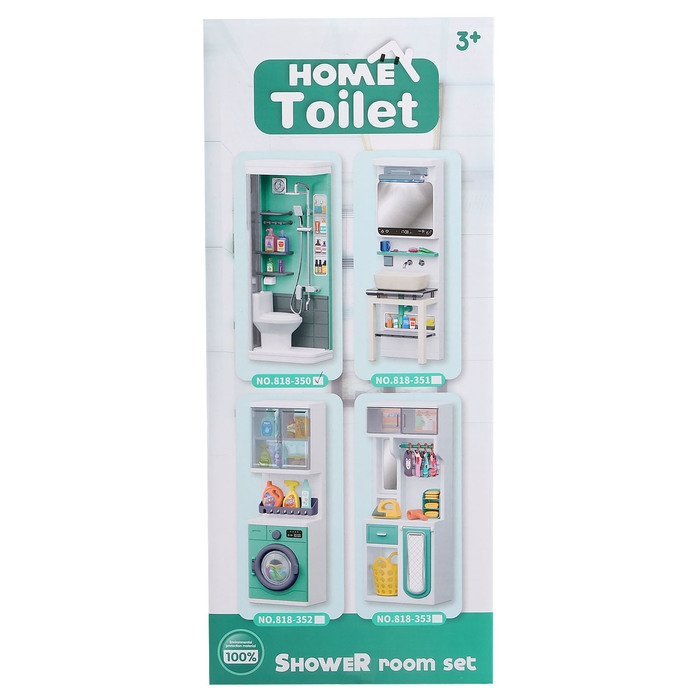 Набор мебели для кукол &laquo;Уборная&raquo;, душ, унитаз, цвет зелёный