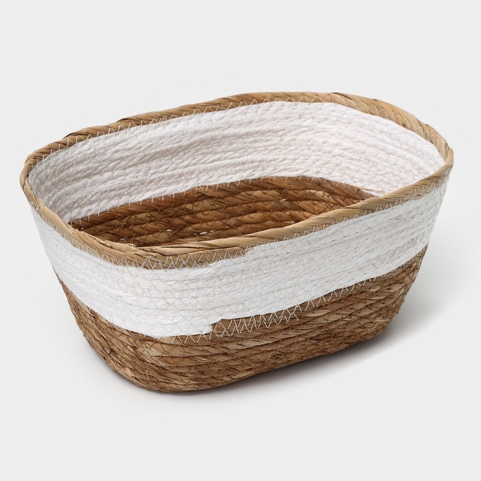 Корзина для хранения плетёная ручной работы LaDо́m &laquo;Лео&raquo;, 28&times;17,5&times;11,5 см, цвет белый