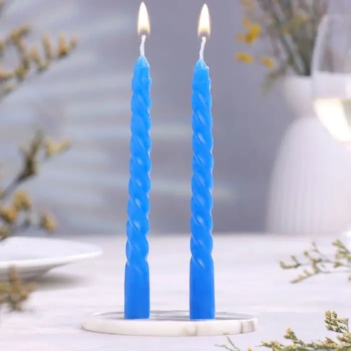 Свечи восковые витые (набор 2 шт), аромат океан