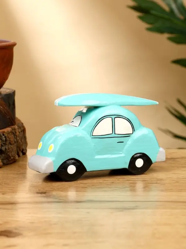Сувенир "Машинка с серфом" дерево 13х5х7 см, цв. бирюзовый