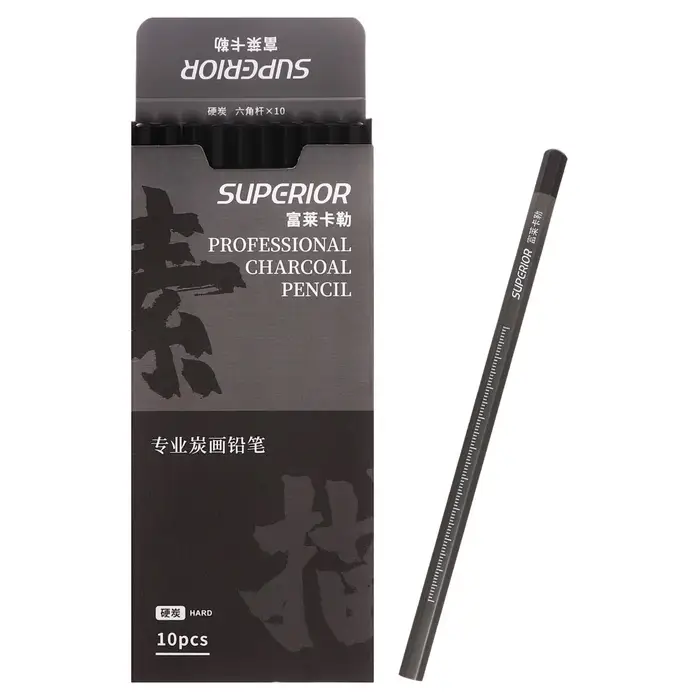 Карандаш угольный чёрный, Hard, корпус серый