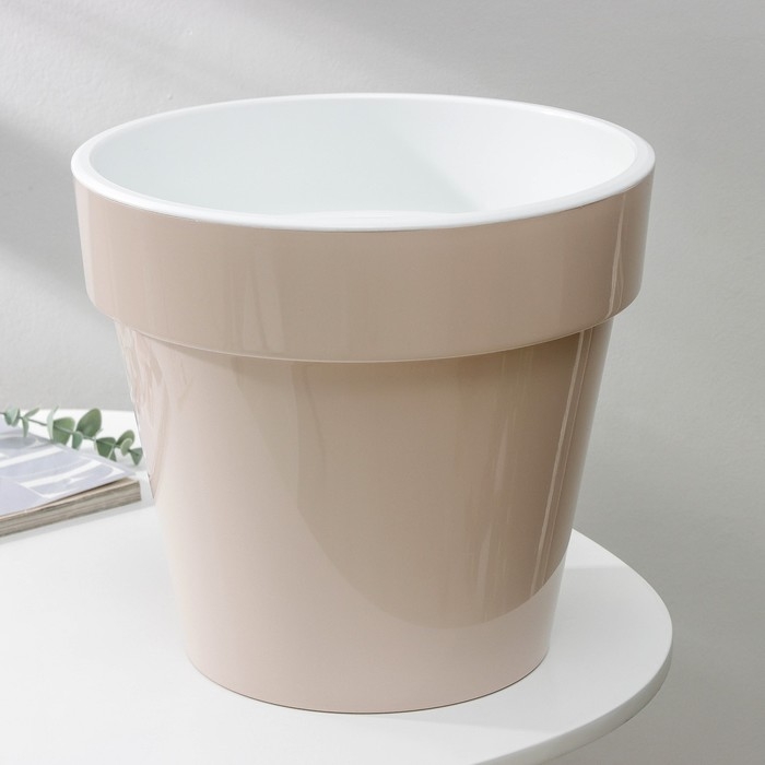 Кашпо для цветов со вставкой &laquo;Порто&raquo;, 9 л, цвет жемчужный