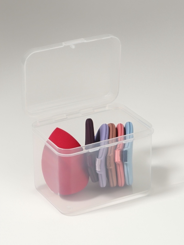 Набор спонжей д/макияжа 6 шт: 5 пуховок, 1 капля в пласт футляре латекс МИКС пакет QF