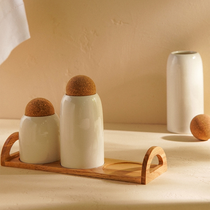 Набор банок фарфоровых для сыпучих продуктов на подставке SL Home &laquo;Тренто&raquo;, 4 предмета: 4 банки 400/650/900 мл, подставка