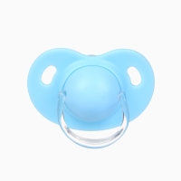 Соска-пустышка ортодонтическая, силикон, от 6 мес., с колпачком, цвет голубой микс