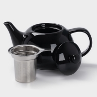 Чайник заварочный &laquo;Глянец&raquo;, 1100 мл, черный, металл сито