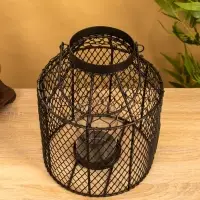 Подсвечник фонарь со стеклянной колбой 20х20х26 см, d 10 см, металл, цв. черный