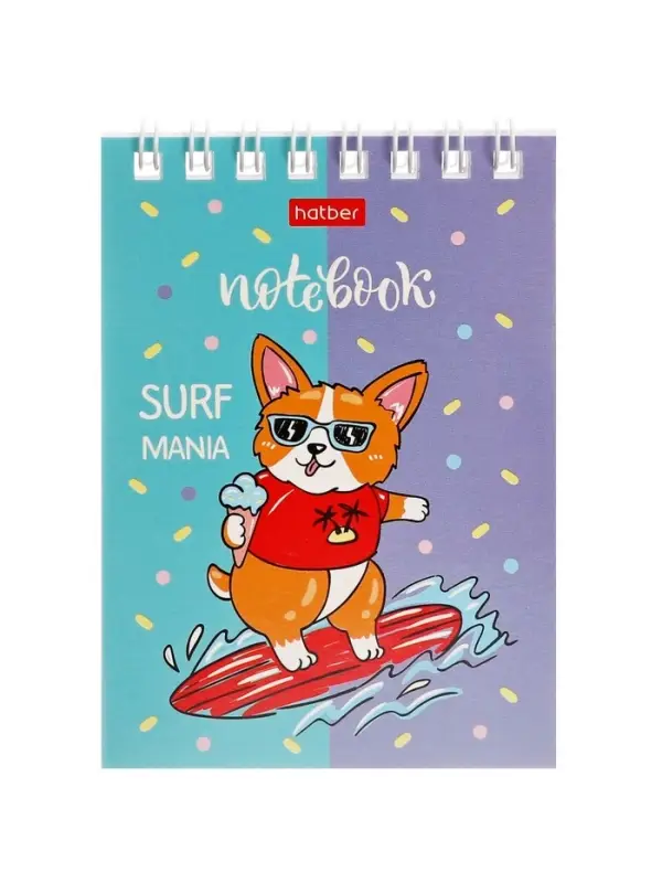 Блокнот 40л А6 клетка Hatber "Забавные корги", на гребне, обл мел карт