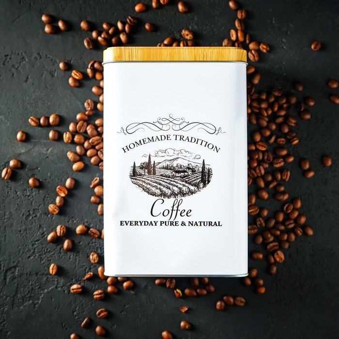 Банка для кофе &laquo;Дом и поле&raquo;, 19&times;12&times;8 см, цвет белый