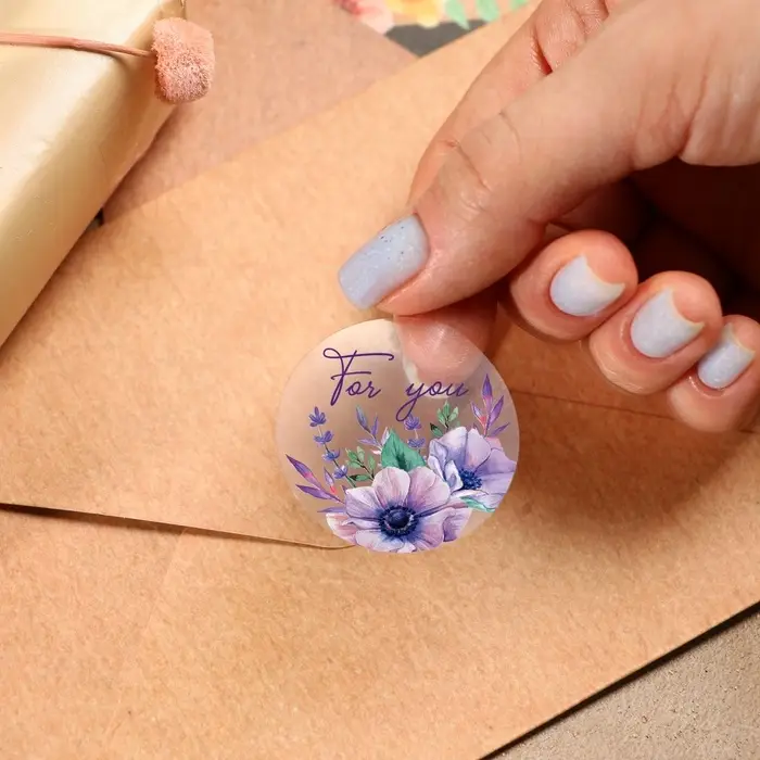 Наклейки для подарков и цветов &laquo;С любовью для тебя&raquo;, цветы, винил, 9.3 х 16 см