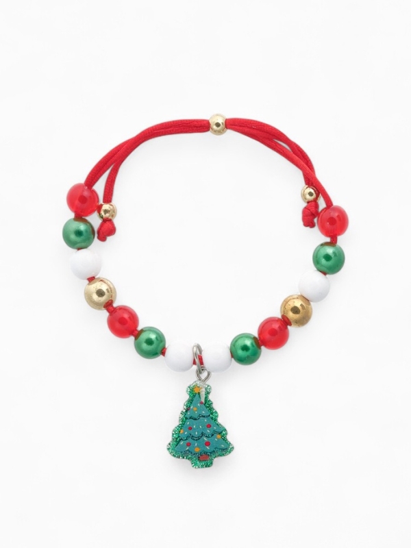Браслет детский &laquo;Выбражулька&raquo; на затяжке, бусины, элемент ёлка, разноцветный